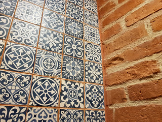 The idea of design embossed wall of an old textured bricks