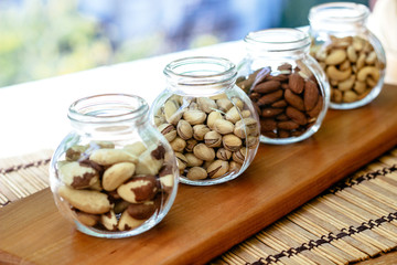 Nuts in the glass jar 