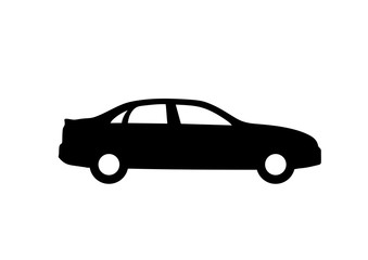 Black sedan - car icon isolated symbol in flat style. Simple silhouette sign image