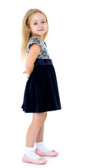 Little girl in an elegant dress.