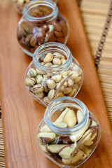 Nuts in the glass jar 