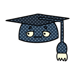 comic book style cartoon graduation hat