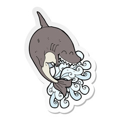 sticker of a cartoon shark