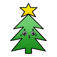 Obraz premium gradient shaded cartoon christmas tree
