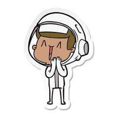 Fototapeta premium sticker of a happy cartoon astronaut