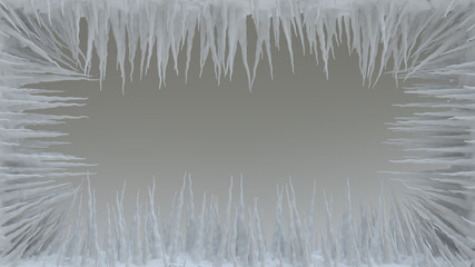 Ice Spikes. Icicle. 3D rendering.