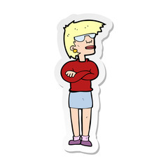 sticker of a cartoon annoyed woman