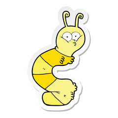sticker of a funny cartoon caterpillar