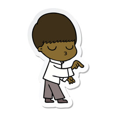 sticker of a cartoon calm boy