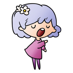 gradient cartoon of a cute kawaii girl