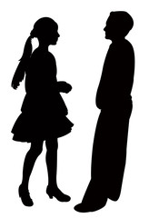 children talking silhouette vector