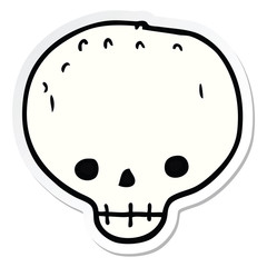 sticker of a cartoon skull
