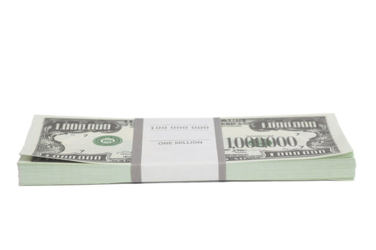 Denomination in one million dollars bills with tape