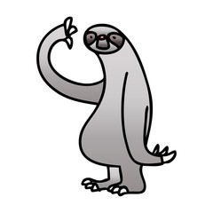 quirky gradient shaded cartoon sloth