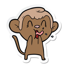 sticker of a crazy cartoon monkey