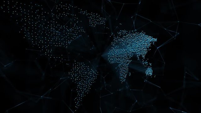 Conceptual digital business world map background.