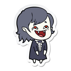 sticker of a cartoon laughing vampire girl