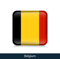 Flag of Belgium. Square glossy badge