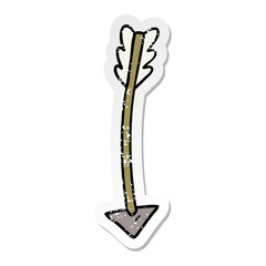 distressed sticker cartoon doodle of an arrow