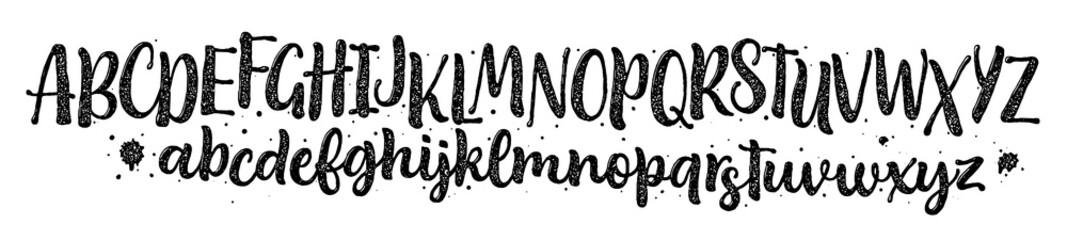 Vector Alphabet. Lettering and Custom Typography for Designs: Logo, for Poster, Invitation, etc. Handwritten brush style modern cursive font isolated on white background.