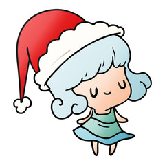 Obraz premium christmas gradient cartoon of kawaii girl
