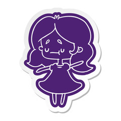 cartoon sticker of a cute kawaii girl