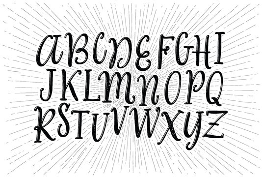 Vector Alphabet. Exclusive Custom Letters. Lettering and Custom Typography for Designs: Logo, for Poster, Invitation, etc. Handwritten brush style modern cursive font.