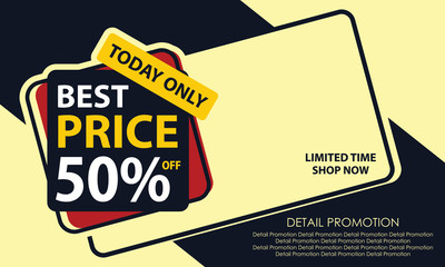 Best Price Banner Template. Discount Up to 50%. Vector Template Poster Sale Promotion.