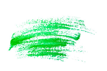 Abstract watercolor spot on white textured paper. Isolated. Hand-drawn background. Aquarelle brush stains on paper. For design, web, card, text, decoration, surfaces. Green color. Grass.