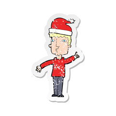 retro distressed sticker of a cartoon man ready for christmas