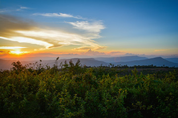beautiful clouds Sunset dramatic colorful of yellow and blue sky