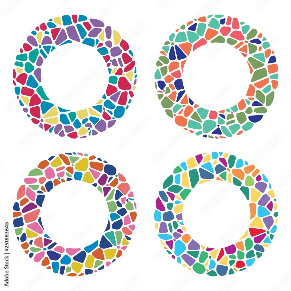 Poster vector colorful mosaic round patterns