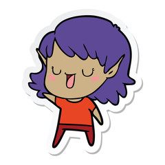 sticker of a cartoon elf girl