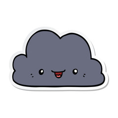 sticker of a cute cartoon cloud