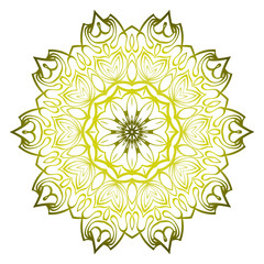 Beautiful Round Flower Mandala. Vector Illustration. Abstract. Green olive color