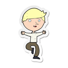 sticker of a cartoon excited man