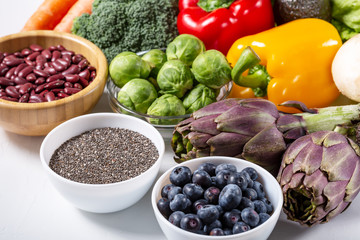 Freshly selection of healthy and clean foods