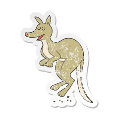 retro distressed sticker of a cartoon kangaroo