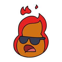 cartoon kawaii flames in shades