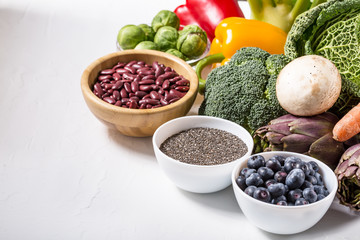 Freshly selection of healthy and clean foods