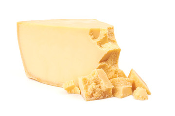 Parmesan cheese isolated on white