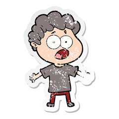 Obraz premium distressed sticker of a cartoon man gasping in surprise