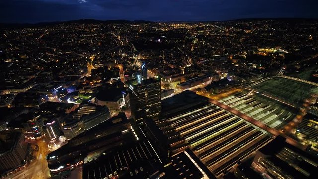 Aerial Norway Oslo June 2018 Night 15mm Wide Angle 4K Inspire 2 Prores  Aerial video of downtown Oslo in Norway at night with a wide angle lens.