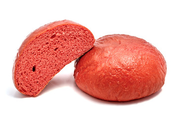 Red Hamburger bun isolated on white background