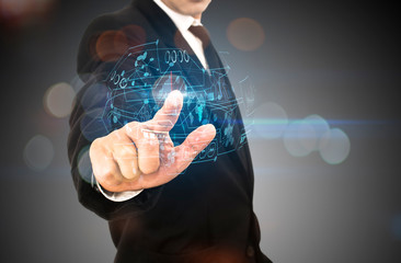 businessman press technology
