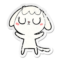 distressed sticker of a cute cartoon dog