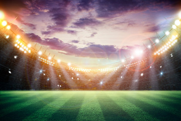 lights at night and stadium 3D rendering.