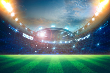 lights at night and stadium 3D rendering.