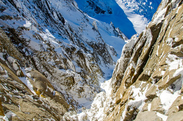 French Alps covered with snow. Chamonix-Mont-Blanc during winter time. Perfect destination for winter holiday and skiing.