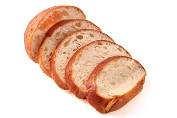 Hamburger buns cut slices and isolated on white background
